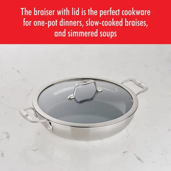 ZWILLING Spirit 3-ply 4-qt Stainless Steel Ceramic Nonstick Braiser {3}