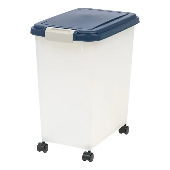 IRIS USA Airtight Pet Food Container with Casters, Navy {4}