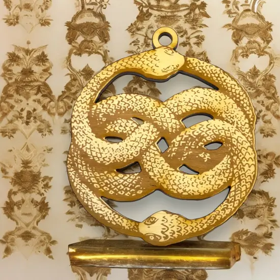 Ornament - Ouroboros - Raw Wood 4x3in {6}