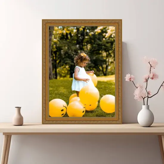 Traditional Antique Gold Picture Frame with Beads {5}