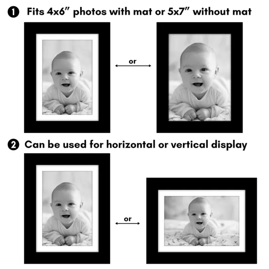 Americanflat Picture Frame Set with Mat - Set of 5 - Photo Frame Set of Five for Wall Display - Plexiglass Cover - Hanging Hardware {10}