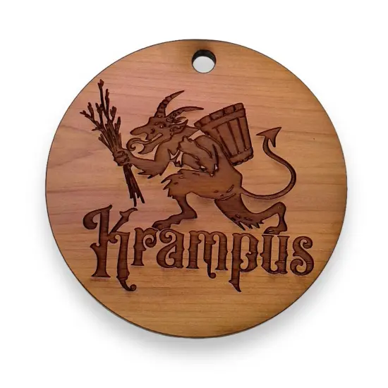 Krampus - Raw Cedar Ornament 3x3in {1}