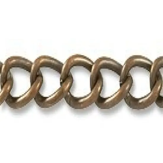 Wide Curb Link Chain 5.5mm Antique Copper Plated (Priced per Foot) - {3}