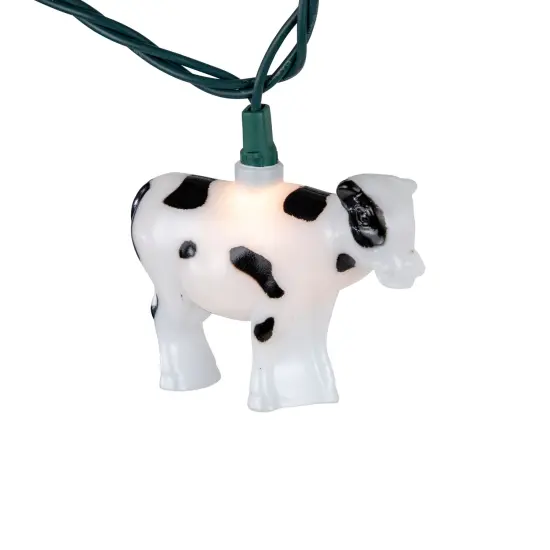 Northlight Cow Indoor Outdoor Patio Light Set - 6' - Green Wire - 10ct White {6}