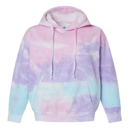 Colortone&reg; Tie-Dyed Hooded Turtle Neck Long Sleve Sweatshirt Reactive rainbow {3}