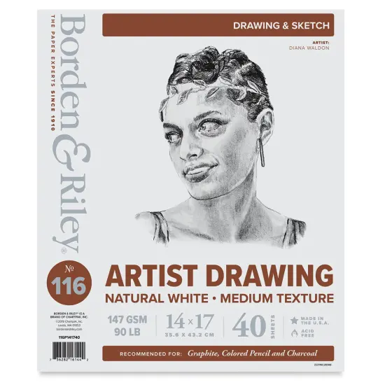 Borden & Riley #116 Artist Drawing Paper Pad - 14" x 17", 40 Sheets {1}
