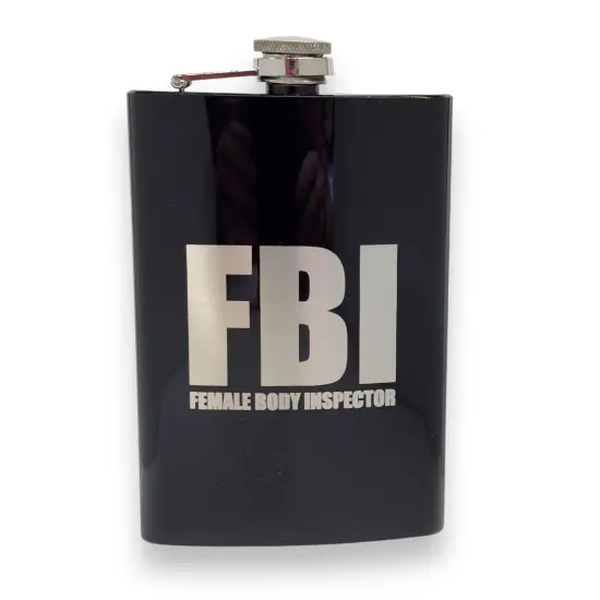 8oz BLACK Female Body Inspector Flask {1}