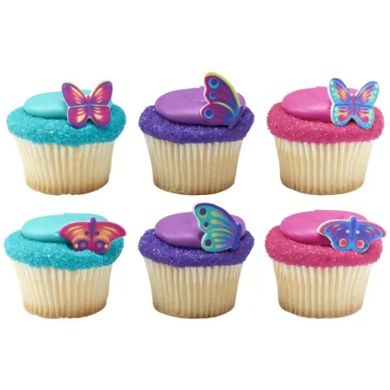 Color Pop Butterflies Sweet D&eacute;cor&reg; Edible Decorations 12ct {2}