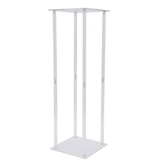 10x10" Acrylic Column Flower Stand Crystal Chains Geometric Wedding Centerpieces {1}