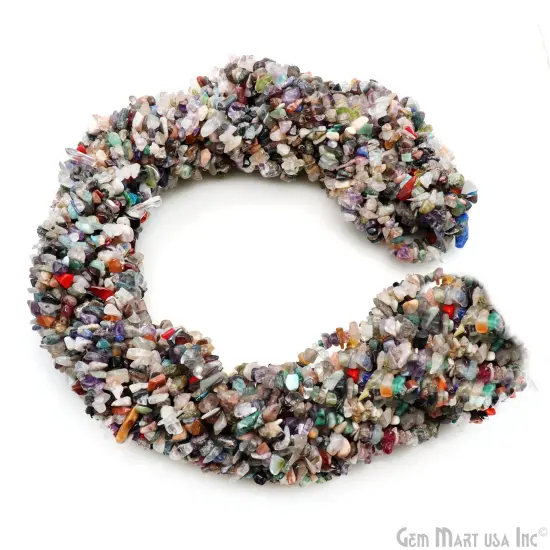 Multicolor Chip Beads, 34 Inch, Natural Chip Strands, Drilled Strung Nugget Beads, 3-7mm, Polished, GemMartUSA (CHMX-70001) {2}