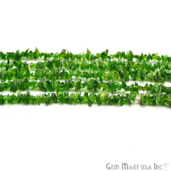 Chrome Diopside Chip Beads, 34 Inch, Natural Chip Strands, Drilled Strung Nugget Beads, 3-7mm, Polished, GemMartUSA (CHCD-70001) {4}