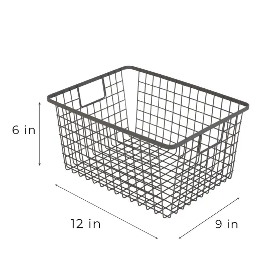 Smart Design Nestable Basket Organizer with Handles - Steel - 9 x 12 x 6 - Gunmetal - Set of 4 {3}