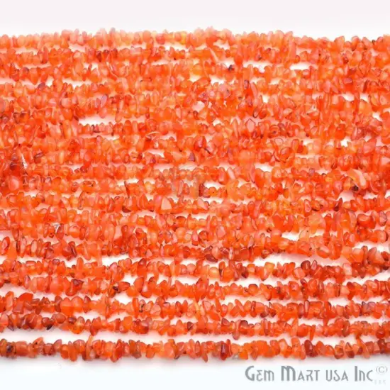 Dark Carnelian Chip Beads, 34 Inch, Natural Chip Strands, Drilled Strung Nugget Beads, 3-7mm, Polished, GemMartUSA (CHDC-70001) {3}