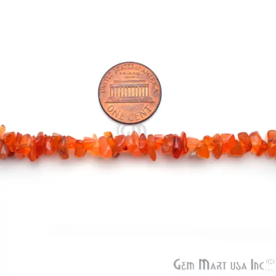 Carnelian Chip Beads, 34 Inch, Natural Chip Strands, Drilled Strung Nugget Beads, 3-7mm, Polished, GemMartUSA (CHCN-70001) {2}