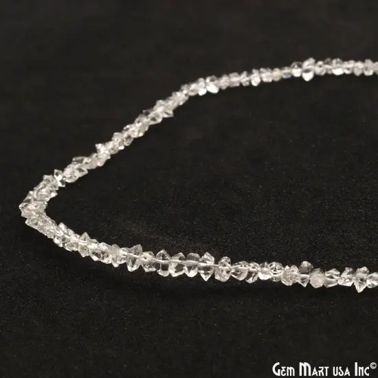 Herkimer Diamond Free Form Beads, Natural Gemstone Strand, Raw Rough Diamond Chips, 3-5mm, 16 Inch, GemMartUSA (DRDH-70004) {5}