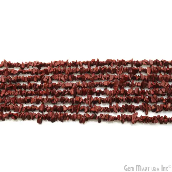 Red Jasper Chip Beads, 34 Inch, Natural Chip Strands, Drilled Strung Nugget Beads, 3-7mm, Polished, GemMartUSA (CHRJ-70001) {6}