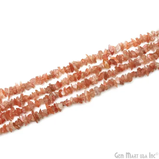 Sunstone Chip Beads, 34 Inch, Natural Chip Strands, Drilled Strung Nugget Beads, 3-7mm, Polished, GemMartUSA (CHSN-70001) {5}