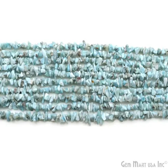 Larimar Chip Beads, 34 Inch, Natural Chip Strands, Drilled Strung Nugget Beads, 3-7mm, Polished, GemMartUSA (CHLI-70001) {3}