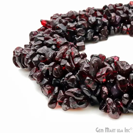 Garnet Chip Beads, 34 Inch, Natural Chip Strands, Drilled Strung Nugget Beads, 7-10mm, Polished, GemMartUSA (CHGT-70004) {1}