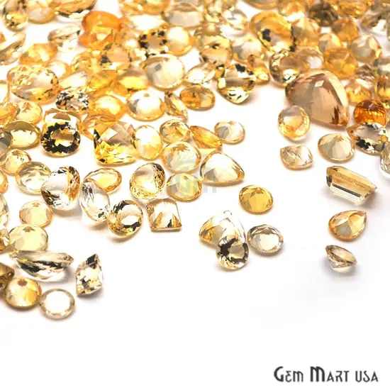 Citrine Gemstone, 100% Natural Faceted Loose Gems, November Birthstone, 10-20mm, 100 Carats, GemMartUSA (CI-60010) {3}