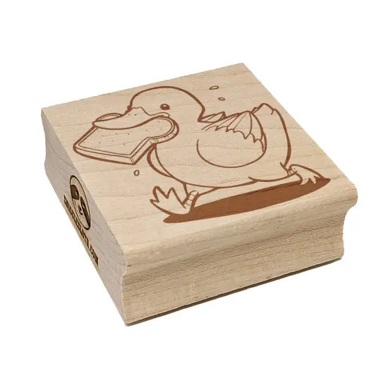 Happy Duck with Sliced Bread Square Rubber Stamp for Stamping Crafting {2}