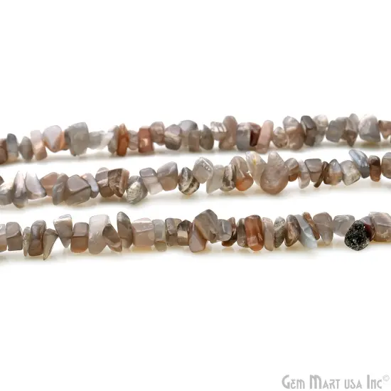 Gray Moonstone Chip Beads, 34 Inch, Natural Chip Strands, Drilled Strung Nugget Beads, 7-10mm, Polished, GemMartUSA (CHGM-70004) {5}