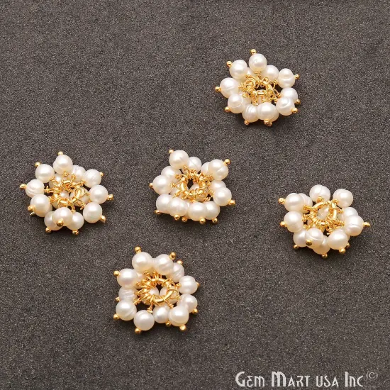 Tiny Cluster Gemstone Pendant, Natural Small Beads Charm, 12mm, Gold Plated DIY Jewelry, GemMartUSA (50364) {1}