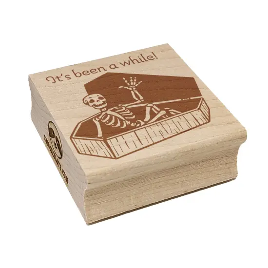 It's Been a While Skeleton in Coffin Square Rubber Stamp for Stamping Crafting {2}