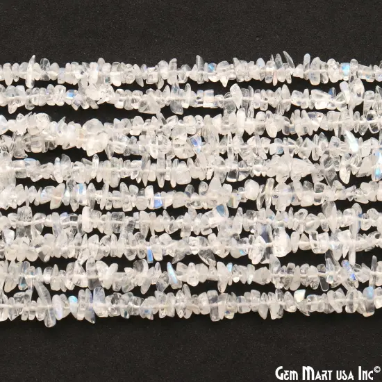 Rainbow Moonstone Chip Beads, 34 Inch, Natural Chip Strands, Drilled Strung Nugget Beads, 7-10mm, Polished, GemMartUSA (CHRM-70004) {2}
