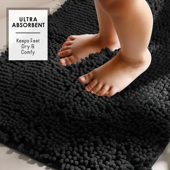 Hearth & Harbor Chenille Bath Mat Black {4}