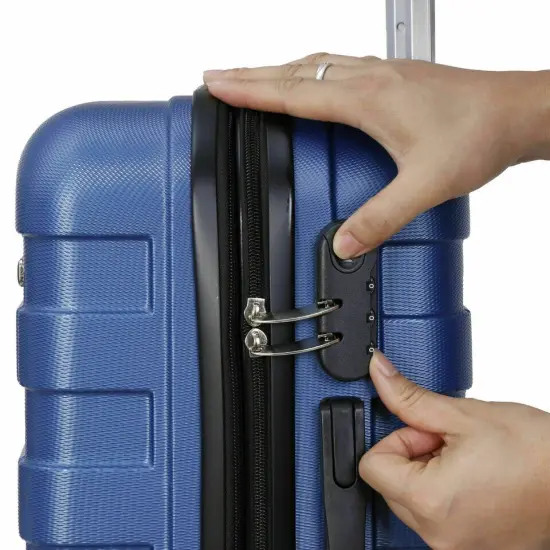 Carry Luggage Carry-On Suitcase with Spinner Wheels Blue {3}