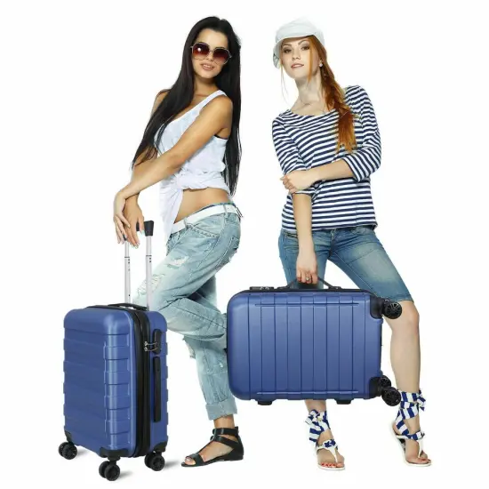Carry Luggage Carry-On Suitcase with Spinner Wheels Blue {4}