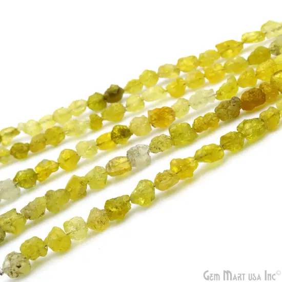 Lemon Topaz Rough Nugget Chunks, Natural Gemstone Beads, Drilled Raw Strands, 7x5mm (Approx), 8 inch, GemMartUSA (DRLT-70052) {3}