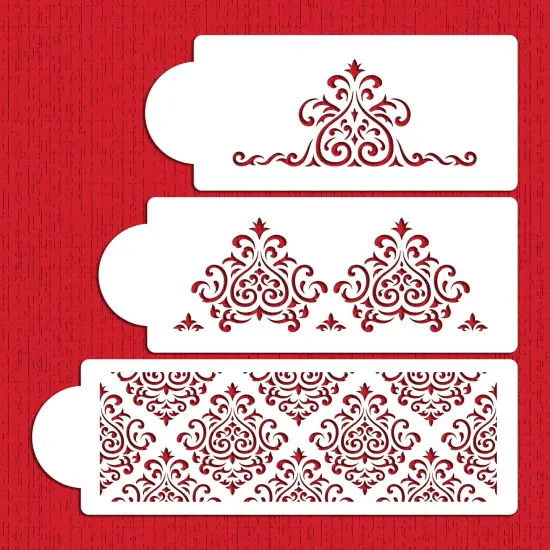 Elaine's Cake Stencil Set | C591 by Designer Stencils | Cake Decorating Tools | Baking Stencils for Royal Icing, Airbrush, Dusting Powder | Reusable Plastic Food Grade Stencil for Cakes | Easy to Use & Clean Cake Stencil {4}