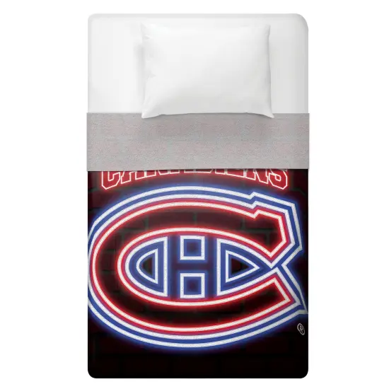 Sleep Squad Montreal Canadiens Neon 60&rdquo; x 80&rdquo; Raschel Plush Blanket {3}