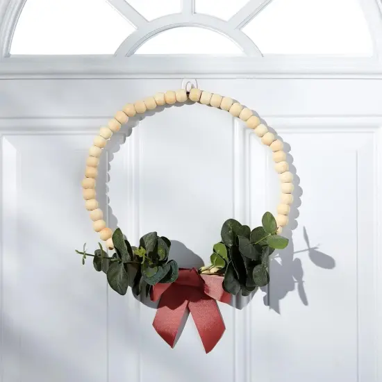 Set of 50 Wooden Beads and 30 Wood Rings for Macrame, DIY Pendant Connectors, Wall Hanging Craft (Rings 2.2 In/Beads 20Mm) {5}