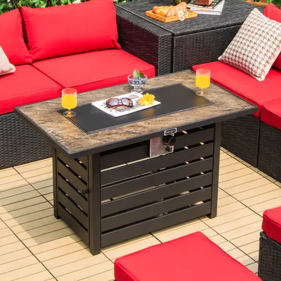 42 Inch 50000 Btu Propane Fire Pit Table With Ore Powder Surface {1}