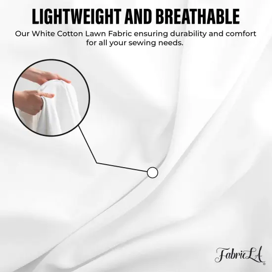 FabricLA 100% Cotton Lawn Fabric | White | 2 Yard {3}