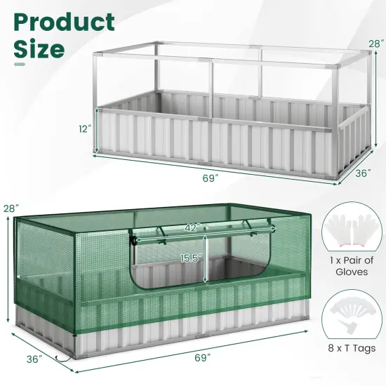 Galvanized Raised Garden Bed With Greenhouse Cover {4}
