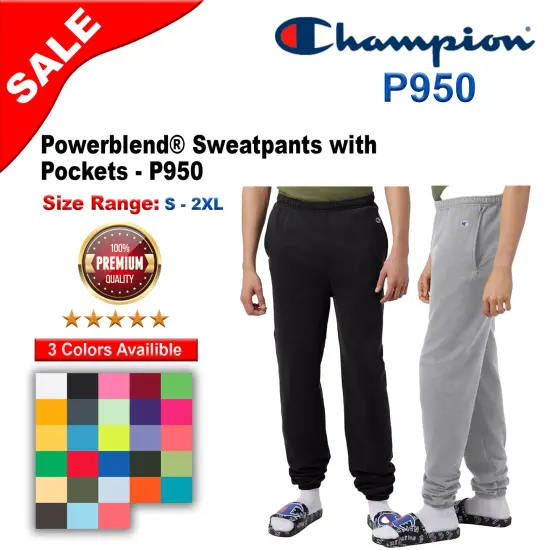 Champion&reg; Powerblend Sweatpants with Pockets Navy {2}