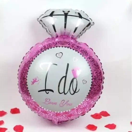 I DO Diamond Ring Type Foil Balloons Pink {4}