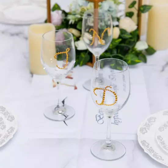 Gold Rhinestones GEM STICKERS 12 pcs Letter "O" DIY Crafts {4}