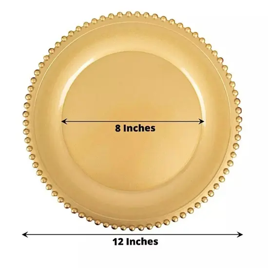 24 Gold 12" Round Beaded Rim Charger Plates {5}