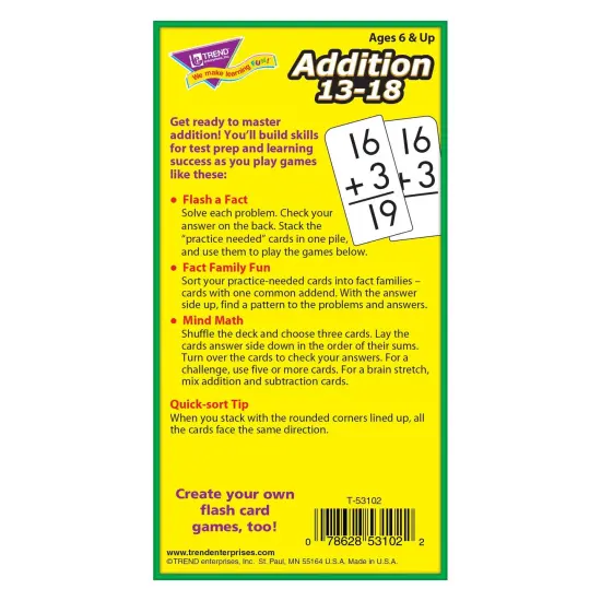 Addition 13-18 Skill Drill Flash Cards, 3 Packs {5}