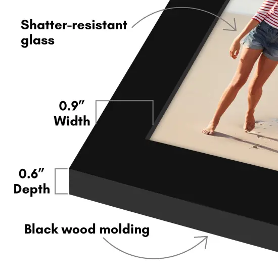 Americanflat 4x6 Modern Picture Frame - Set of 2 - Photo Frame for Wall Display - Shatter Resistant Glass - Adjustable Hanging Hardware - Includes Easel for Tabletop Display - Black {3}