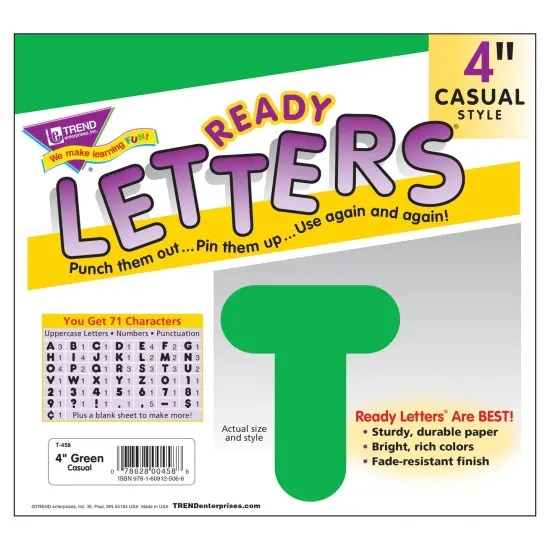 Green 4" Casual Uppercase Ready Letters&reg;, 6 Packs {3}