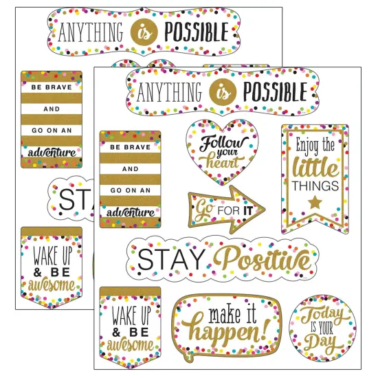 Clingy Thingies&reg; Confetti Positive Sayings Accents, 10 Pieces Per Pack, 2 Packs {1}