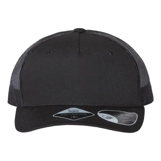 Atlantis Headwear&reg; Sustainable Five-Panel Trucker Cap Black/ black {1}