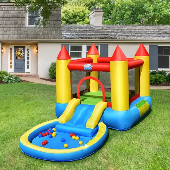 Inflatable Kids Slide Bounce House With 550w Blower {2}