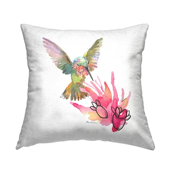 Stupell Industries Hummingbird & Cactus Outdoor Printed Pillow {1}